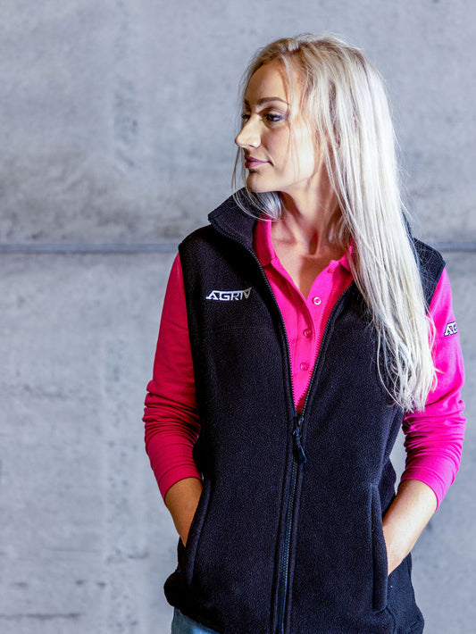 LADIES BLACK ZIP UP GILET